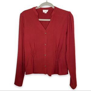 everly (s) red long sleeve button down blouse